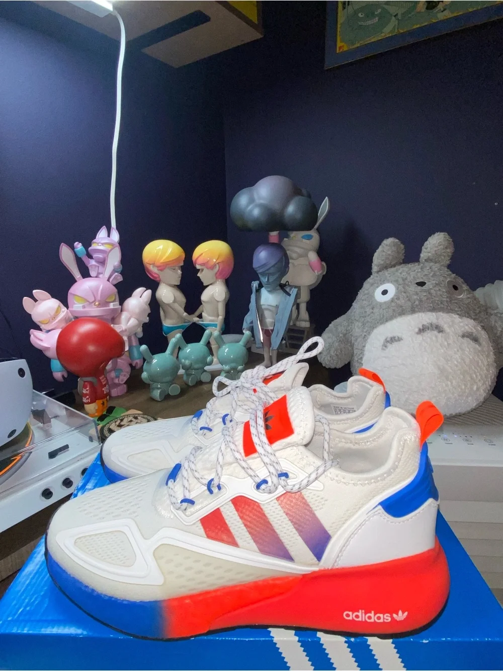 adidas ZX 2K Boost White Solar Red Blue FV9996 Size 7.5